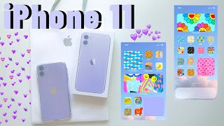 asmr | purple iphone 11 unboxing + ios 14 setup | aesthetic | 128gb | 2021 | StudyWithKiki