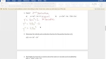 2.3 Velocity, Acceleration and 2nd Derivatives (Part 1)
