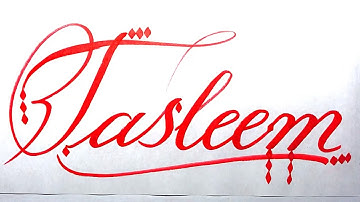 Tasleem Name Signature Calligraphy Status | How to write with Cut Maker  #calligraphy #cursive