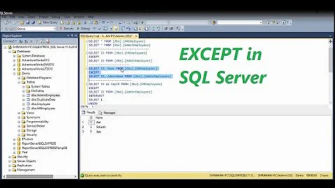 Except (Minus) In SQL Server