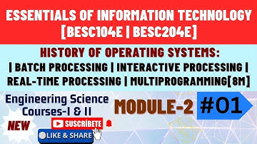 $ History of OS $  Batch Processing | Interactive Processing | Real-Time | Multiprogramming |