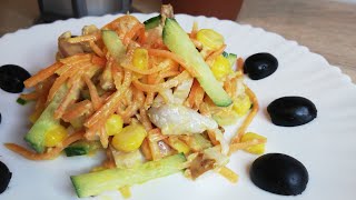 салат с копчёной курицей и огурцом