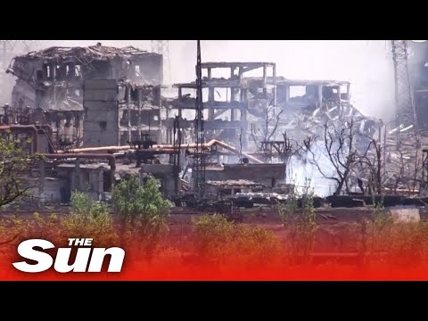 Russian backed forces explodes destroyed Azovstal steelworks in Ukraine's Mariupol.