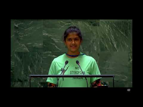 Madhvi Chittoor, 12 year old Climate Warrior addresses the UNGA at the 2023 UN Water Conference