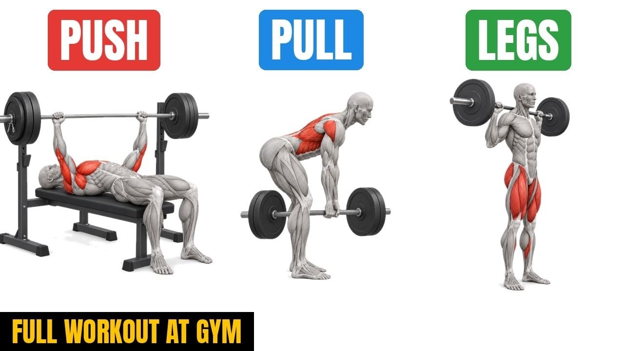 Push Pull Legs Exercise Routine Push Pull Legs Workout at Gym – 18 Best Exercises for Muscle Growth ...