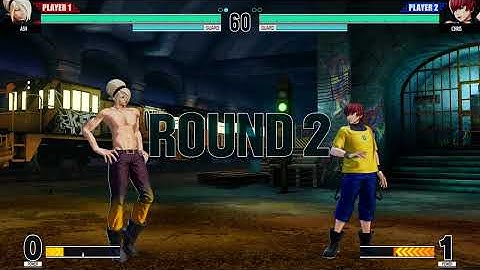 KOF XV | Ash (Shirtless mod) 💥 Chris (National color mod) | CPU vs CPU AI vs AI