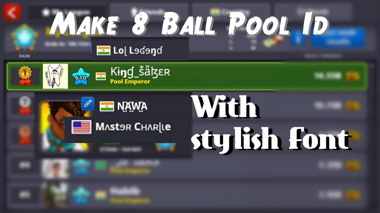 How To Create 8 Ball Pool id With Stylish Font 2018 - 