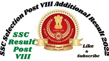 SSC Selection Post VIII Additional Result 2022
