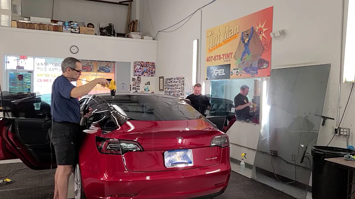2021 Tesla Model 3 being Tinted with Full One Piece Rear Window & Sides with Xpel XR Black Ceramic