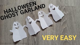 DIY HALLOWEEN GHOST GARLAND | PAPER DECORATION EASY | HALLOWEEN GHOST | SCHOOL PAPER CRAFT