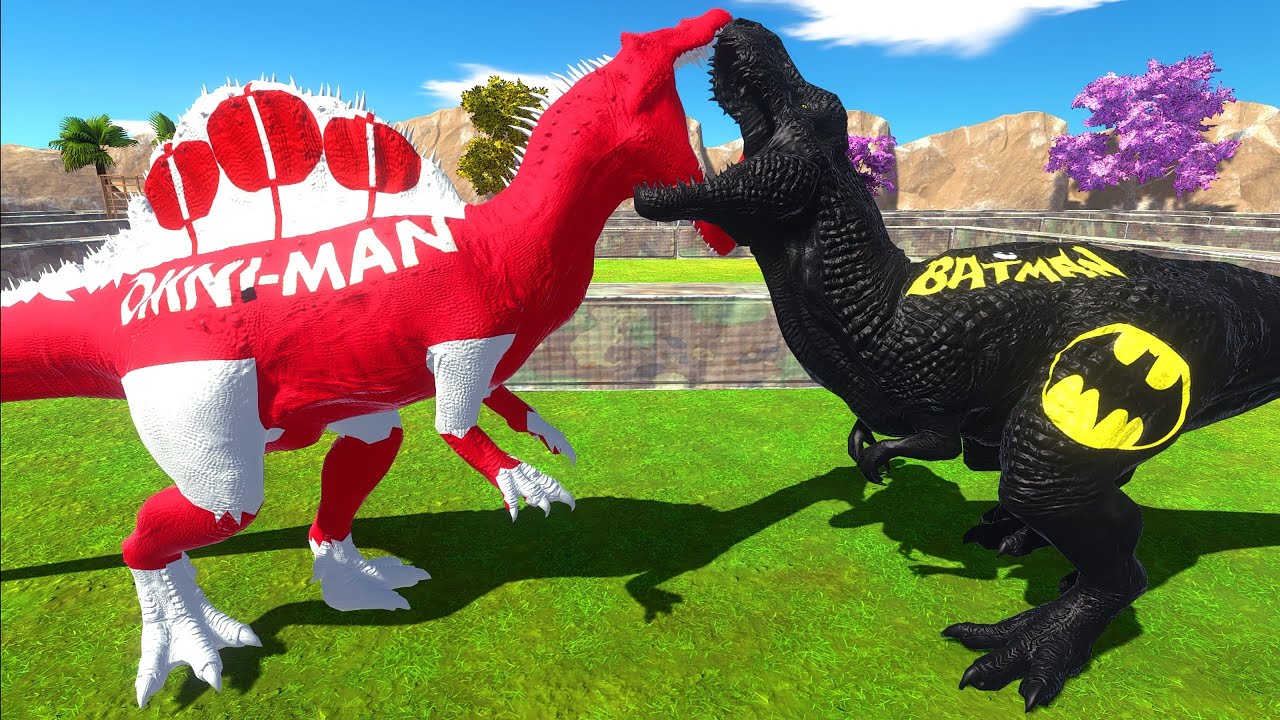OMNI MAN SPINOSAURUS vs BATMAN T-REX DEATH RUN - Animal Revolt Battle Simulator