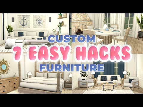 7 EASY CUSTOM FURNITURE HACK IDEAS (cloud couch, reeded dresser, tables) | ROBLOX Bloxburg