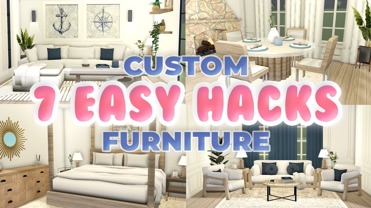 7 EASY FURNITURE HACKS + how to style them | ROBLOX Bloxburg - YouTube