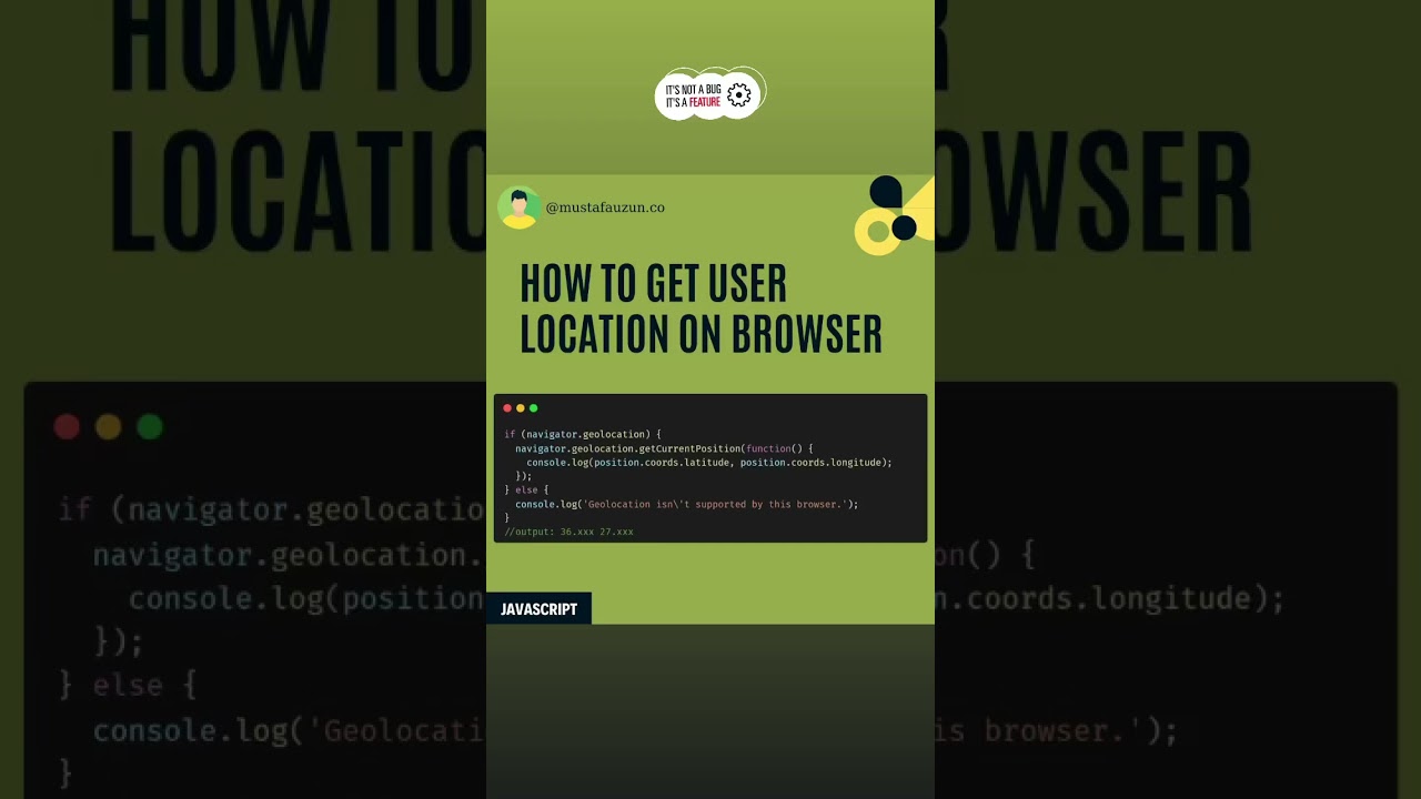 How To Get User Location On Browser #javascript #shorts