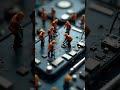 Tiny Workers Repair a Giant Smartphone! 🔧📱 #Shorts