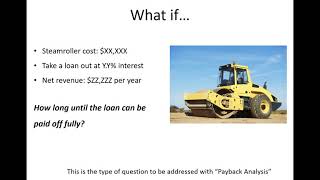 Payback Analysis (earning back initial investment) - ENGR 222 (9 Nov 2020) Class 33