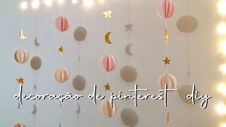 Decoração Pinterest gastando pouco - Fios de Bola de Papel, Estrela e Lua DIY