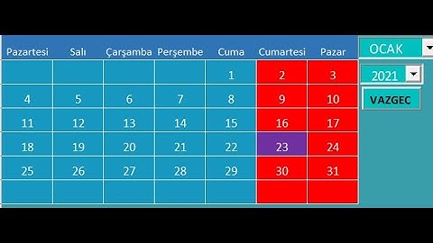 EXCEL-VBA DİNAMİK TAKVİM YAPIMI VE RAPORLARDA KULLANIMI-1