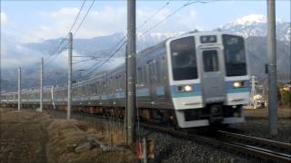 6両編成のE127系と211系　【FHD】