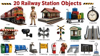 20 Railway Station Objects Name in English and Hindi | English Vocabulary | Railway Station Objects