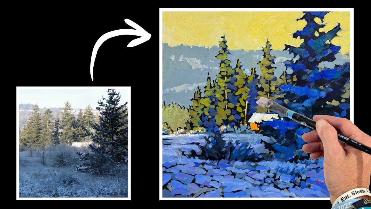 Painting Snow & Shadows | Transform a Dull Photo | Live