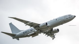 Impressive takeoff Boeing P-8 Poseidon at Farnborough 2016 airshow