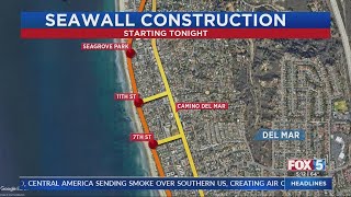 SANDAG seawall construction continues with railway night work
