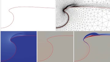 Numerical simulation of an impacting wave (zoomed on the crest and lip of the wave)