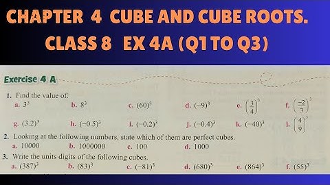 Chp 4 Cube and Cube Roots. Ex 4A ( Q1 to Q3). Class 8. Oxford New Enjoying Mathematics