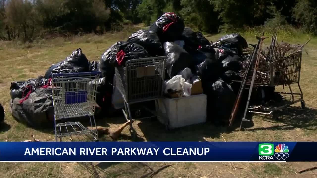 Volunteers clean up along the American River for Global Cleanup Day