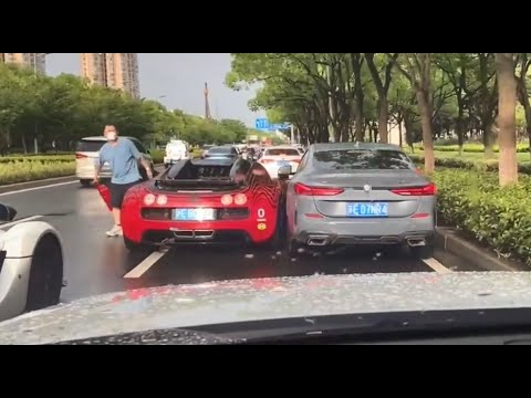 Bugatti Veryon Grand Sport VS BMW: Road rage and Crash