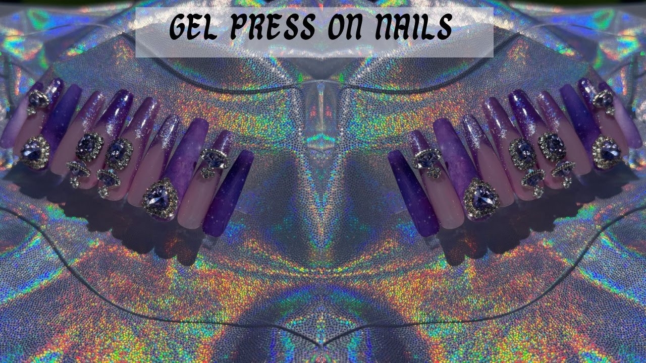 💜🪐💜PURPLE ASTRO VIBES | Press on nail set | Cat eye gel & nail art foil design | (NO TALKING)