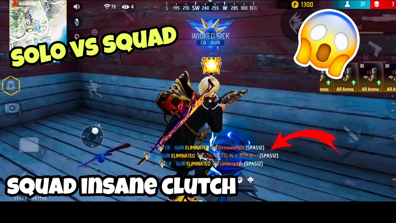 SOLO VS SQUAD INTENSE MATCH | SOLO VS SQUAD INSANE CLUTCH | FREE FIRE HINDI |