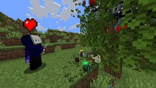 Leaves Drop OP Loot But I Only Have One Heart In Minecraft