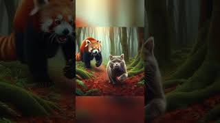 Cat Is Chased By Red Panda