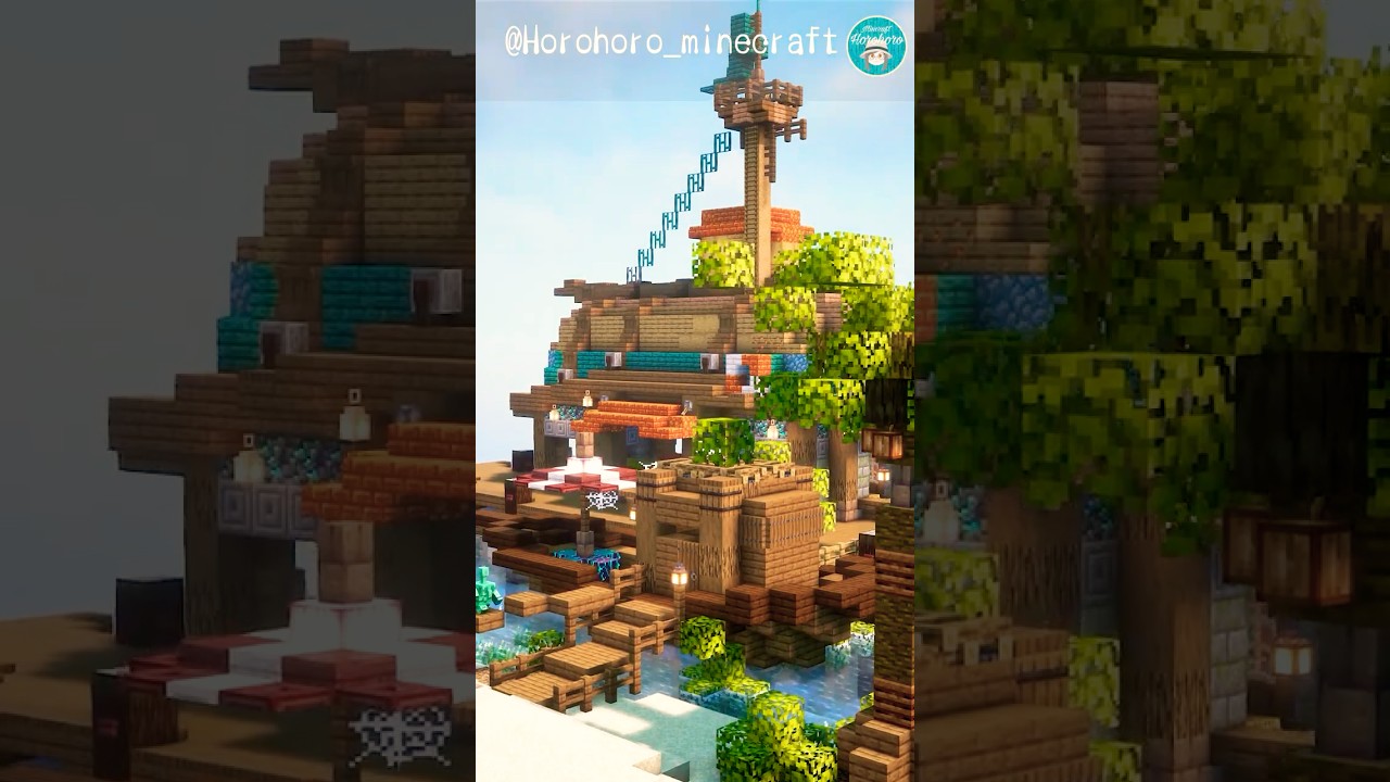 Very small port town 小さな港町 Minecraft My World Tour |マインクラフト|マイクラ建築|Horohoro-minecraft