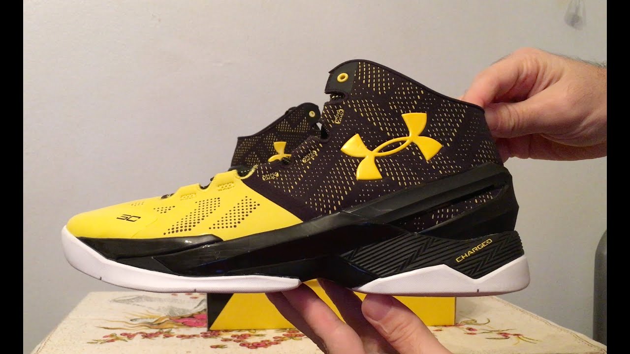 Under Armour Curry 2 Long Shot Black Taxi Basketball Shoes - YouTube