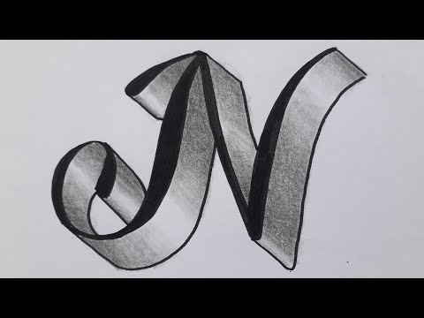 3d Drawing Letter N On Paper For Beginners / How To Write Easy Art With Marker And Pencil