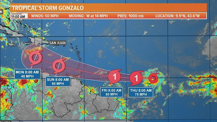 Tropical Storm Gonzalo forms in the Atlantic Ocean