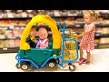 Nastya Pretend Play in Shopping with Baby Doll and Toys!
