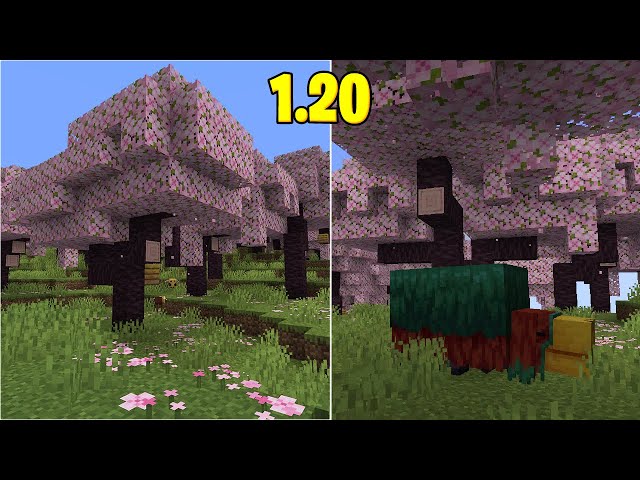 MINECRAFT 1.20 - TESTEI UMA VILA DO BIOMA DE CEREJEIRA! MAIS UM GRANDE  TRABALHO DA COMUNIDADE 