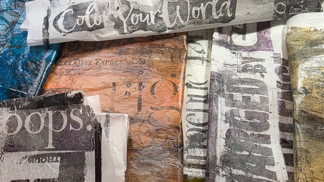 Magazine transfer on tissue to use in future collage 