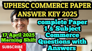 UPHESC (UPESSC) Assistant Professor Commerce Question Paper Answer key & Cut-off,  Advt no 51 2025