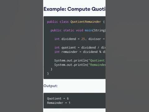 Java Program to Compute Quotient and Remainder #shorts #programming # ...