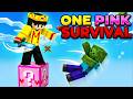 SURVIVING ON 1 PINK LUCKY BLOCK! 😱 I Almost Died
