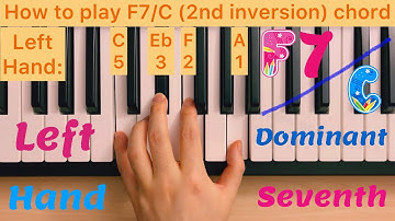 Piano Lesson 238: How to play F7/C (2nd inversion) chord with the left hand play along tutorial