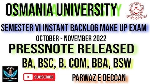 OU SEM VI INSTANT BACKLOG MAKE UP EXAM (OCTOBER - NOVEMBER 2022)