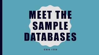 CSIS 1550 - Meet The Databases
