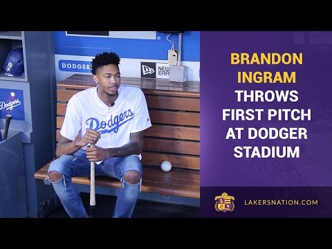 Brandon Ingram Throws Out First Pitch At Dodger Game