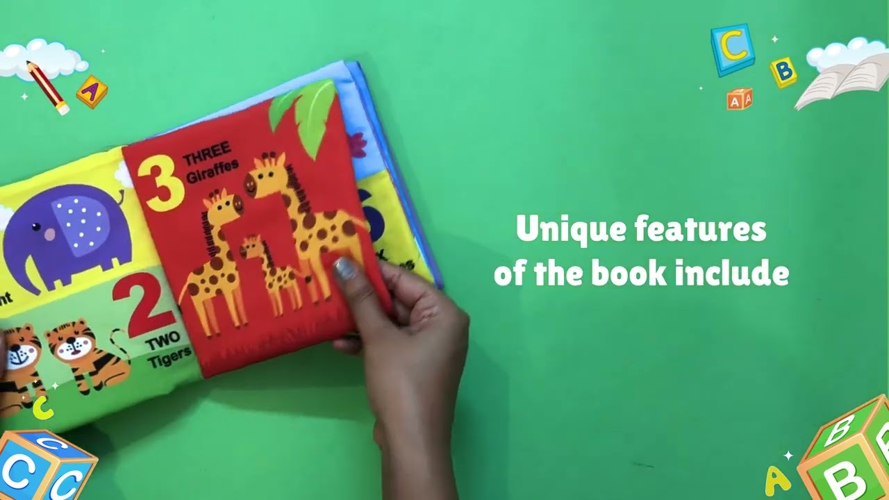 Baby My First Cloth Book 123 with Squeaker and Crinkle Paper, Non